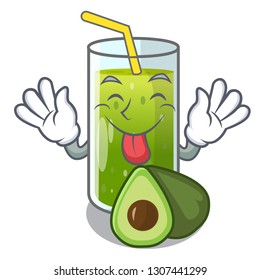 Tongue out avocado smoothies in the cartoon shape