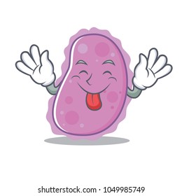 Tongue out bacteria mascot cartoon style