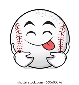 Tongue out baseball cartoon character