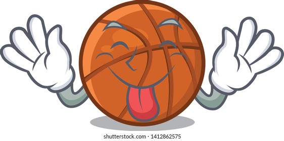 Tongue out basket ball in a cartoon chair