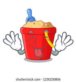 Tongue out beach bucket in string shape mascot