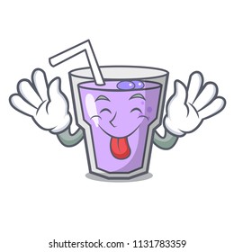 Tongue out berry smoothie mascot cartoon
