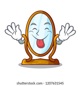 Tongue out big dressing mirror isolated on mascot