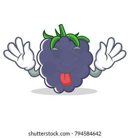 Tongue out blackberry mascot cartoon style