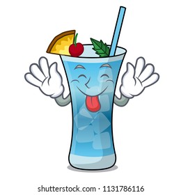 Tongue out blue hawaii mascot cartoon