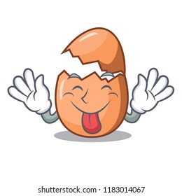 Tongue out broken egg isolated on the mascot