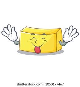 Tongue out butter mascot cartoon style
