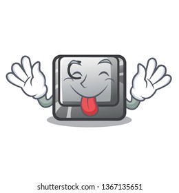 Tongue out button C installed on cartoon computer