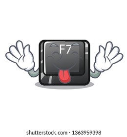 Tongue out button f7 isolated in the character