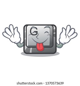 Tongue out button G installed on mascot computer