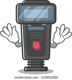 Tongue out camera flash with the  character