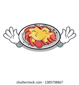 Tongue out carpaccio in the a character shape