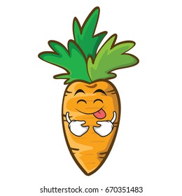 Tongue out carrot character cartoon style vector illustration