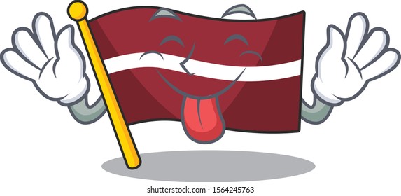 tongue out cartoon flag latvia in with mascot