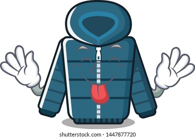 Tongue out cartoon winter coat kept in closet