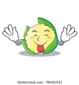 Tongue out cauliflower character cartoon style