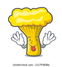 Tongue out chanterelle mushroom mascot cartoon