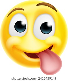 A tongue out cheeky emoticon cartoon face icon