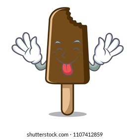 Tongue out chocolate ice cream mascot cartoon