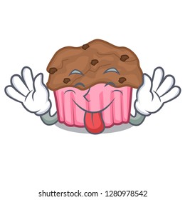Tongue out chocolate muffins on a mascot plate