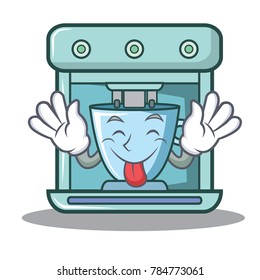 Tongue out coffee maker character cartoon