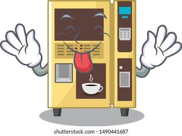 Tongue out coffee vending machine in the cartoon
