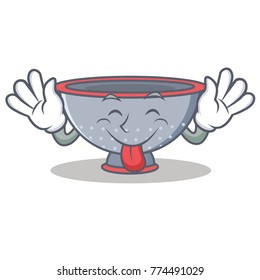 Tongue out colander utensil character cartoon