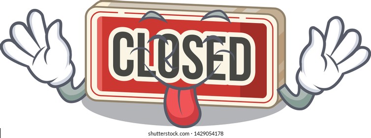Tongue out colsed sign toys on the cartoon