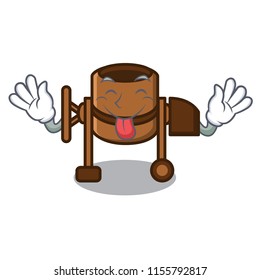 Tongue out concrete mixer mascot cartoon