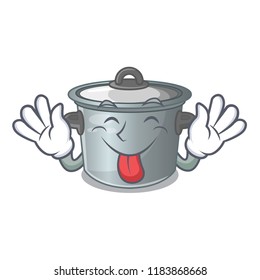 Tongue out cookware stock pot isolated on mascot