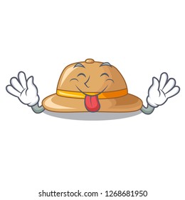 Tongue out cork hat in a cartoon style