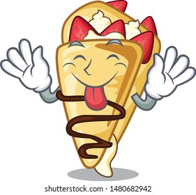 Tongue out crepe above the a cartoon board