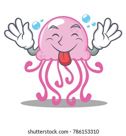 Tongue out cute jellyfish character cartoon