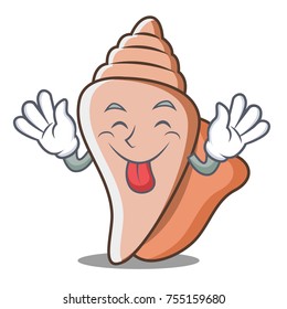 Tongue out cute shell character cartoon