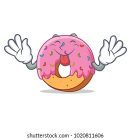 Tongue out Donut mascot cartoon style