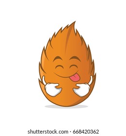 Tongue out dried leaves cartoon character vector illustration