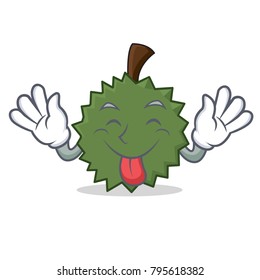 Tongue out Durian mascot cartoon style