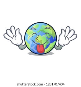 Tongue out earth isolated with in the cartoons