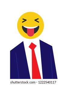 Tongue out Emoji head man. Vector illustration of a man with emoji face instead of head