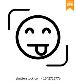 Tongue out emoji icon. Emoticons icon vector. Avatar symbol. Character pictogram, flat vector sign. For graphic and web design. Eps10 vector illustration.