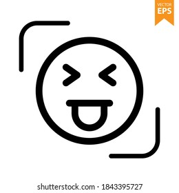 Tongue out emoji icon. Emoticons icon vector. Avatar symbol. Character pictogram, flat vector sign. For graphic and web design. Eps10 vector illustration.