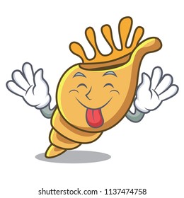 Tongue out exotic shell mascot cartoon