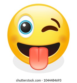 Tongue Out Expression Emoji Smiley Face Vector Design Art