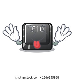 Tongue out f10 button installed on cartoon computer