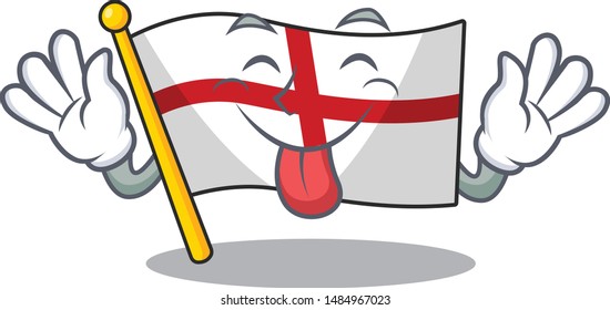 Tongue out flag england hoisted on character pole