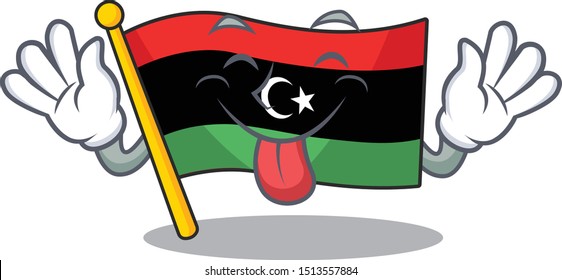 Tongue out flag libya clings to mascot wall