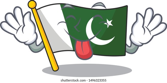 Tongue out flag pakistan isolated in the cartoon