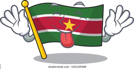 tongue out flag suriname mascot on a pole