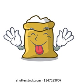 Tongue out flour mascot cartoon style