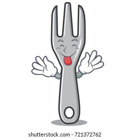 Tongue out fork character cartoon style